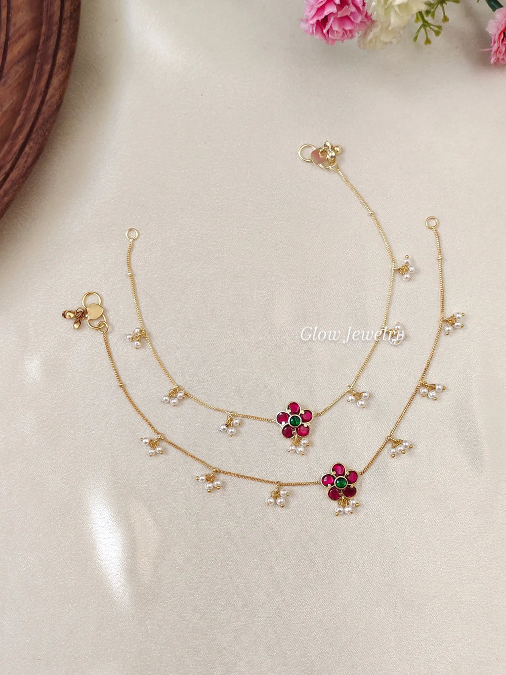Premium Quality Jadau Pearl Anklets