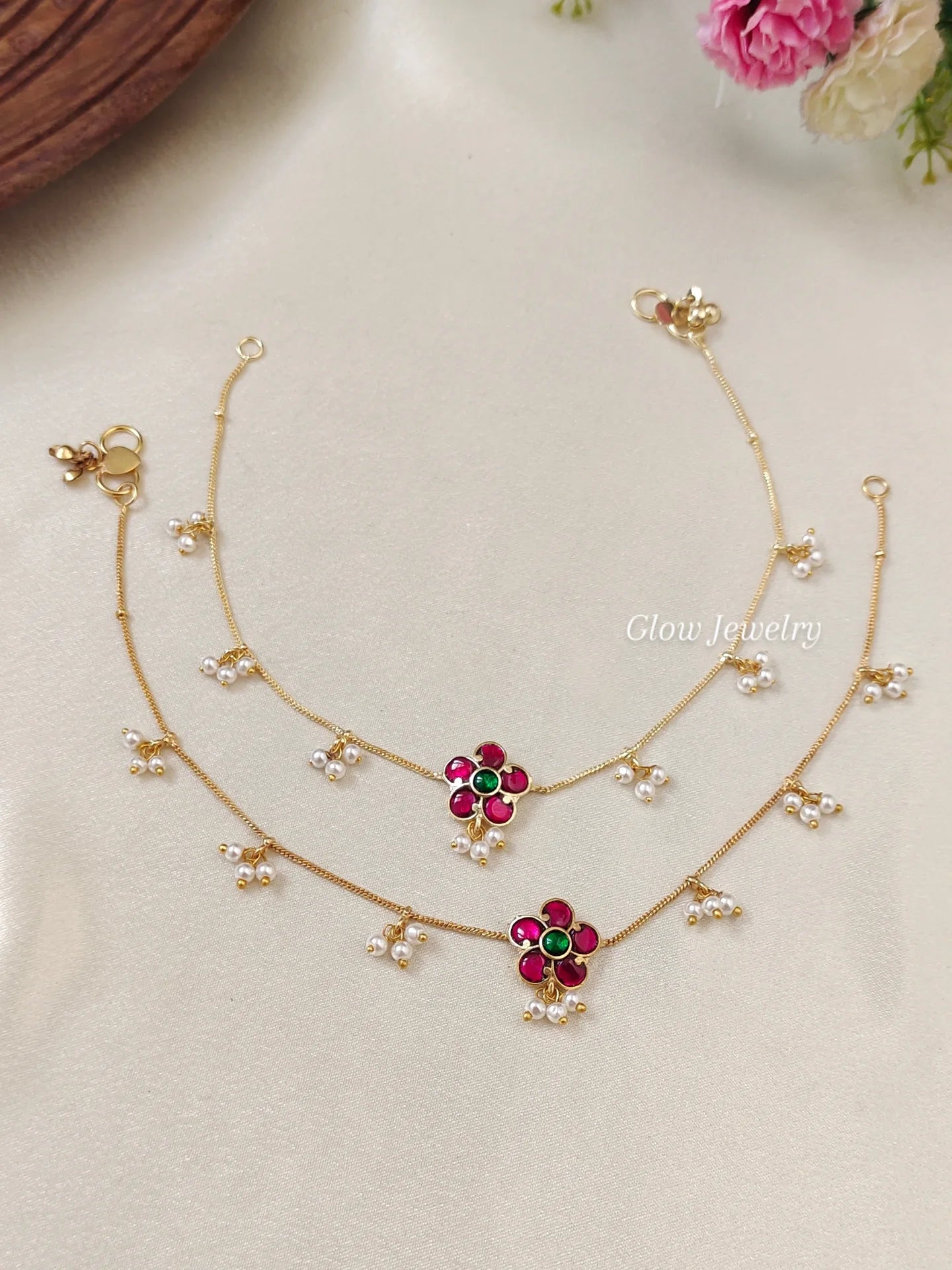 Premium Quality Jadau Pearl Anklets
