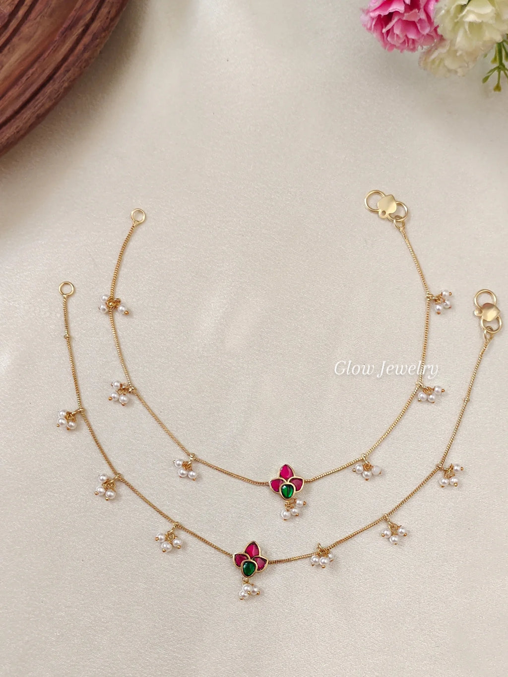 Premium Quality Jadau Pearl Anklets