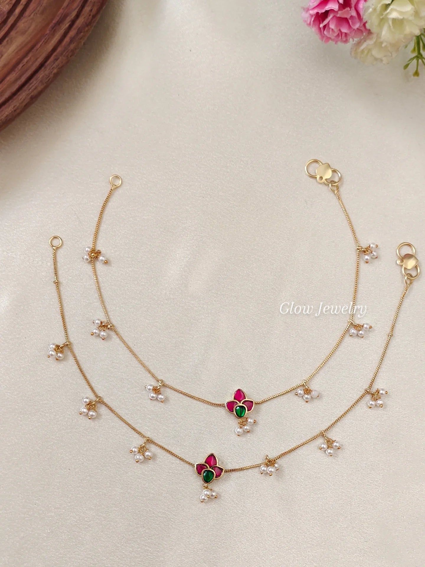Premium Quality Jadau Pearl Anklets