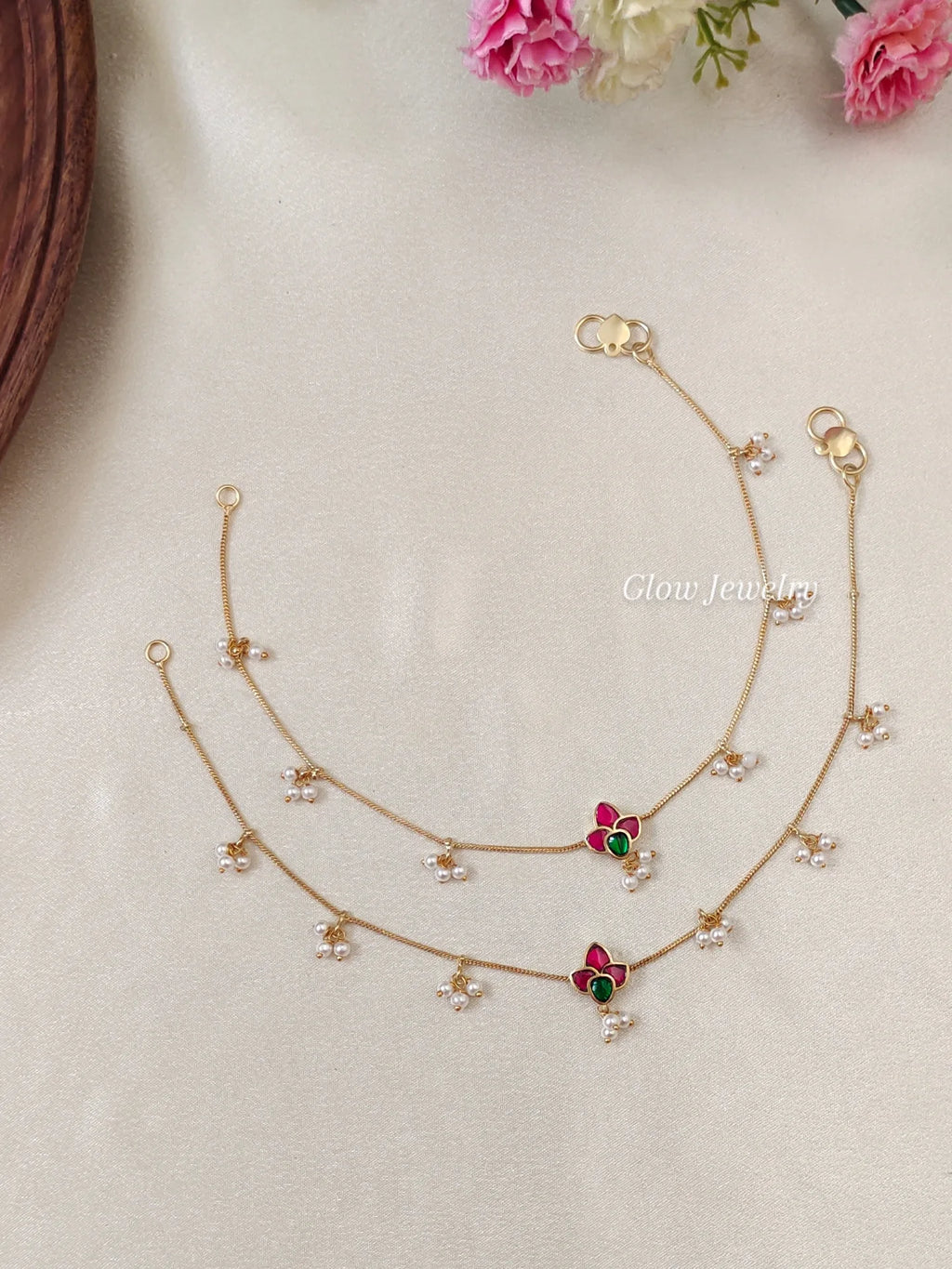 Premium Quality Jadau Pearl Anklets