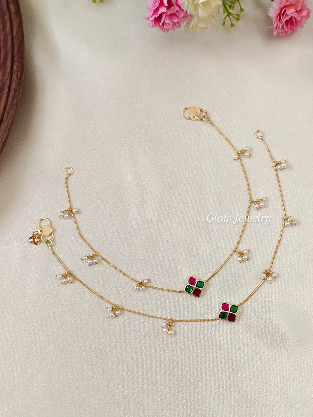 Premium Quality Jadau Pearl Anklets