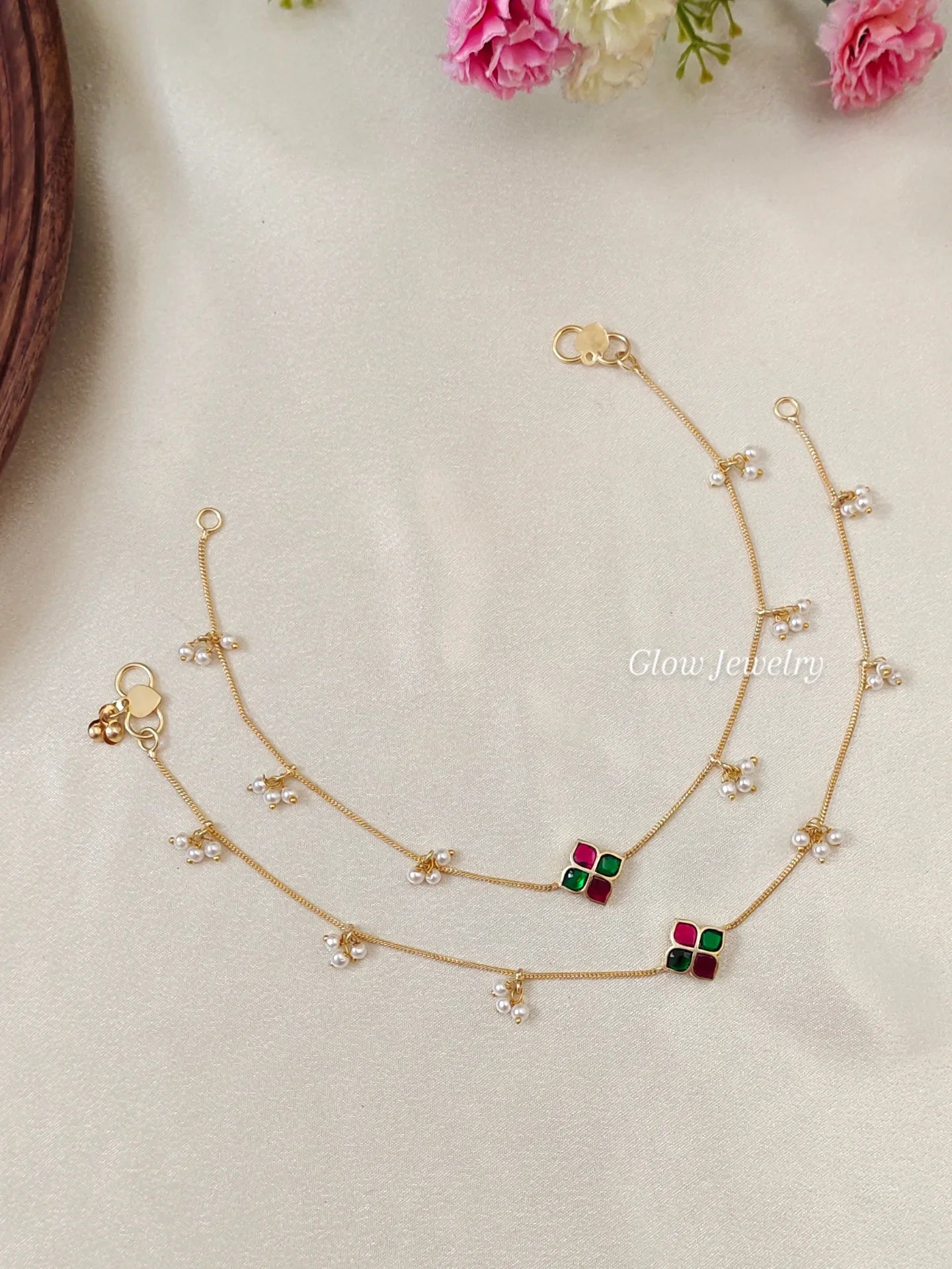 Premium Quality Jadau Pearl Anklets
