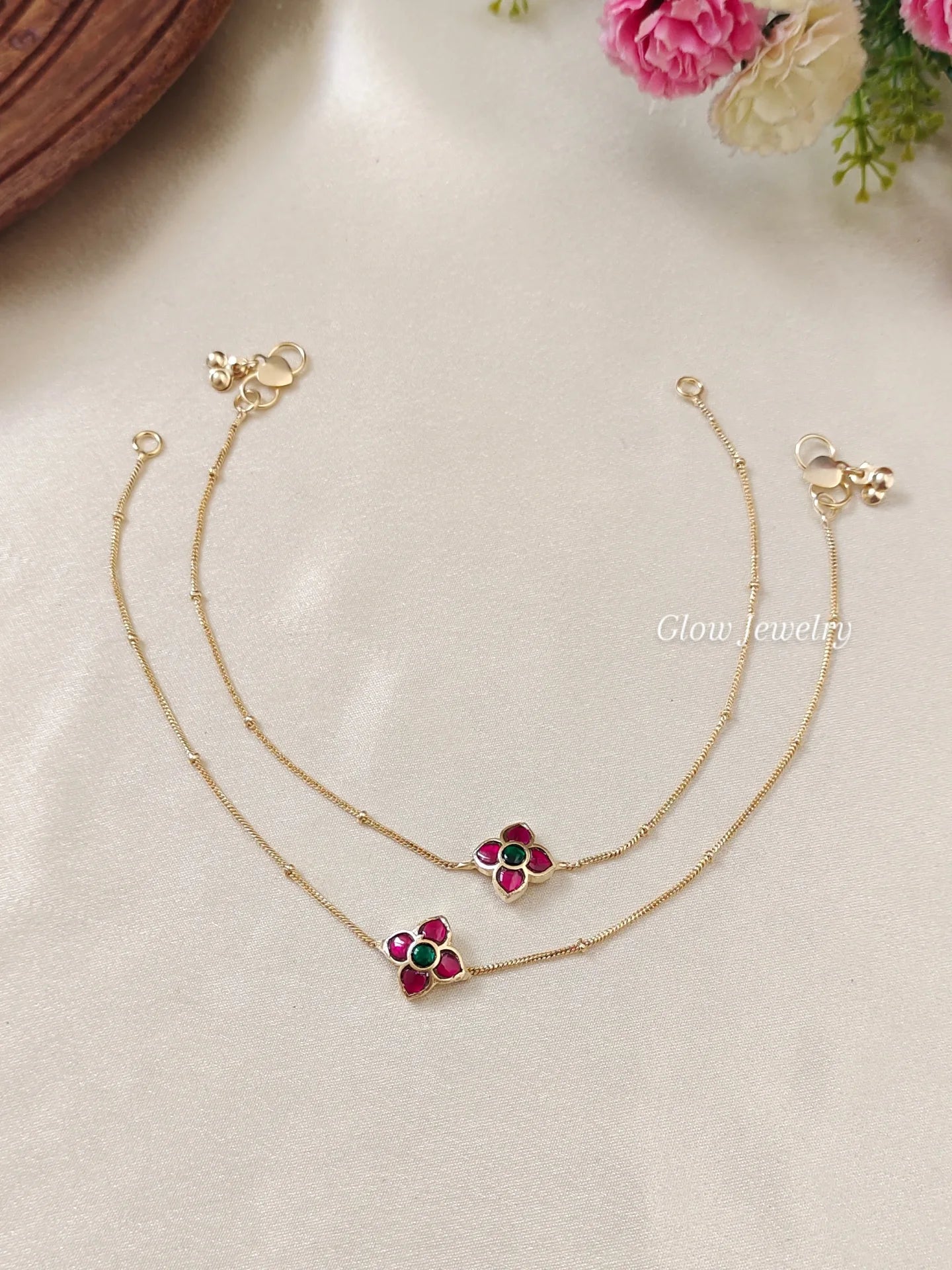 Premium Quality Jadau Stone Anklets