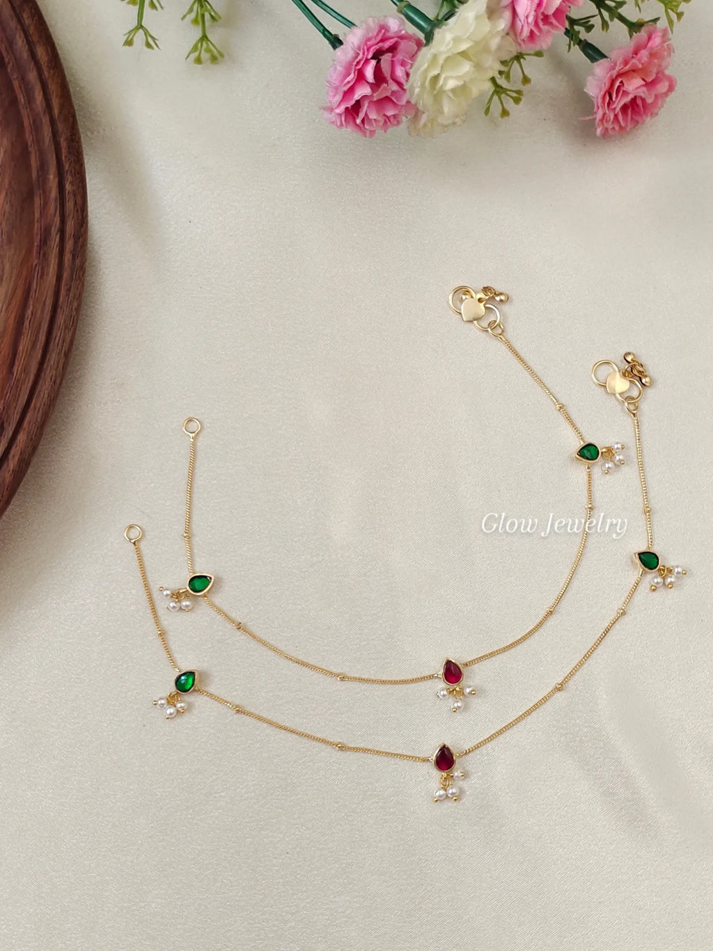 Premium Quality Jadau Pearl Drop Anklets