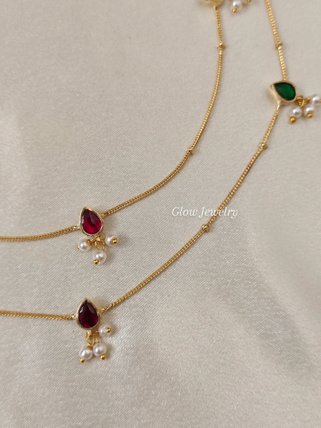 Premium Quality Jadau Pearl Drop Anklets