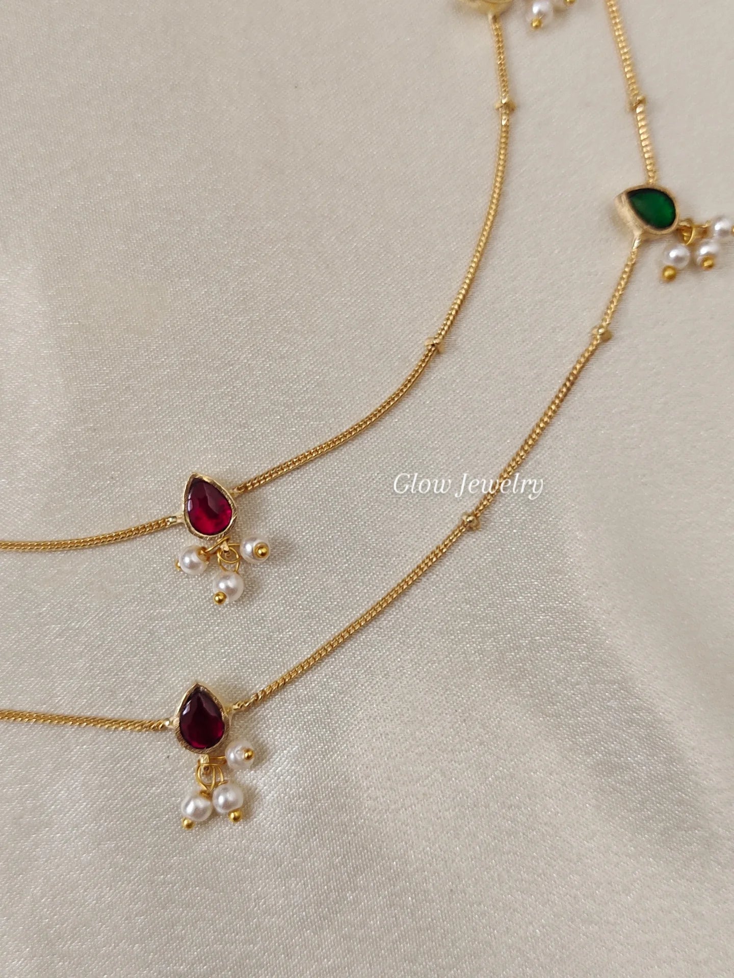 Premium Quality Jadau Pearl Drop Anklets