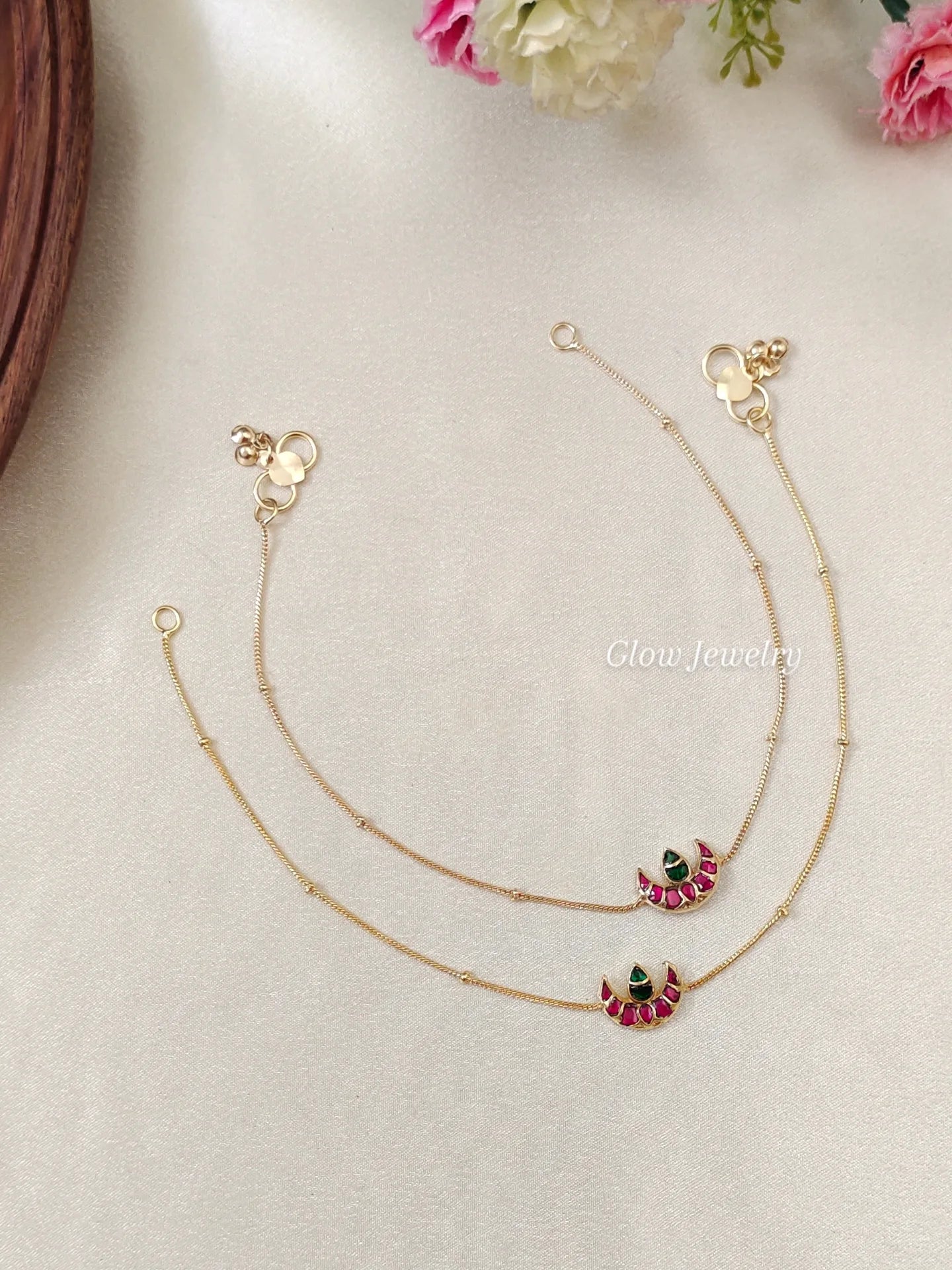 Premium Quality Jadau Kundan Half Moon Anklets