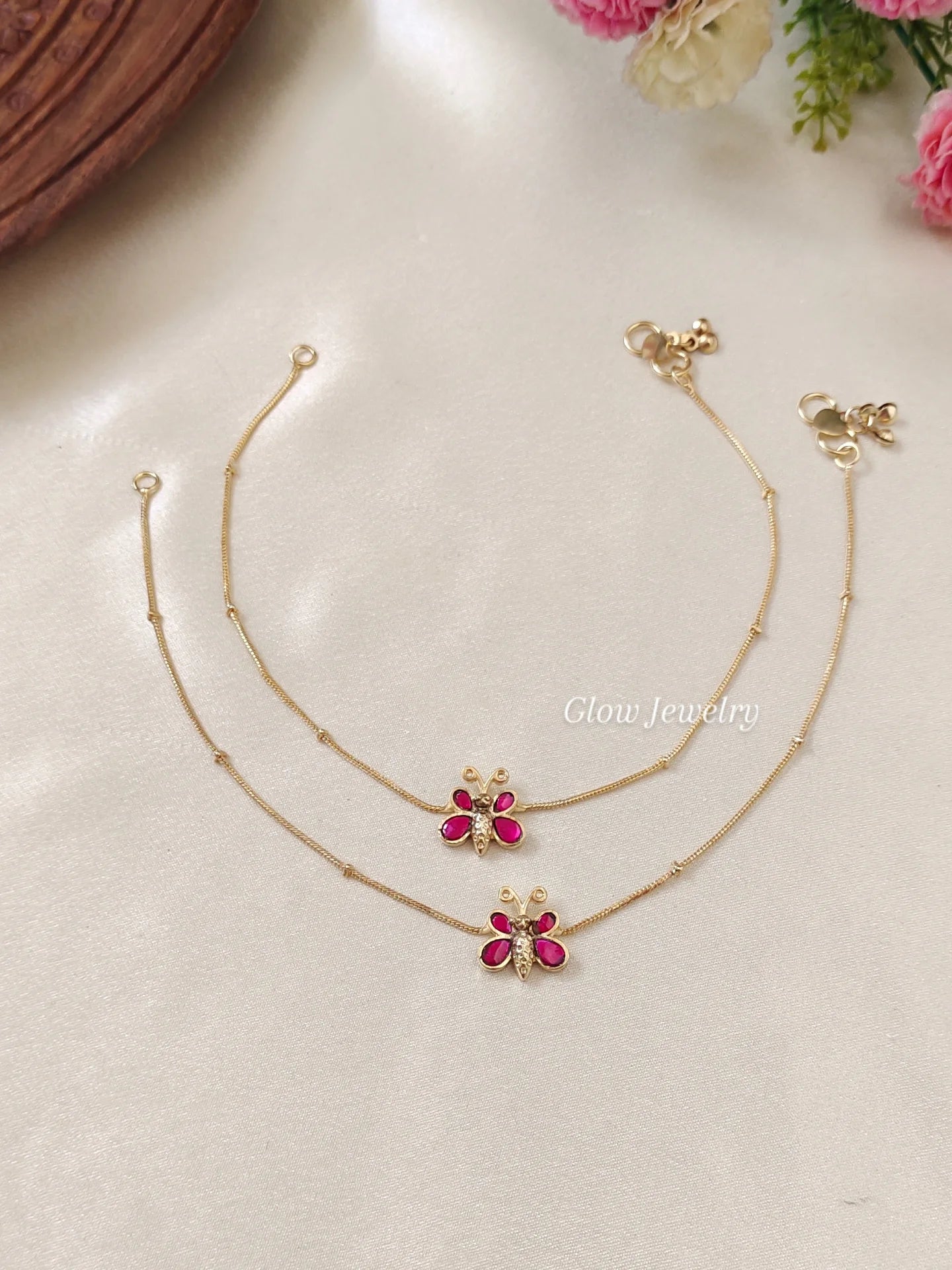 Premium Quality Jadau Kundan Butterfly Anklets