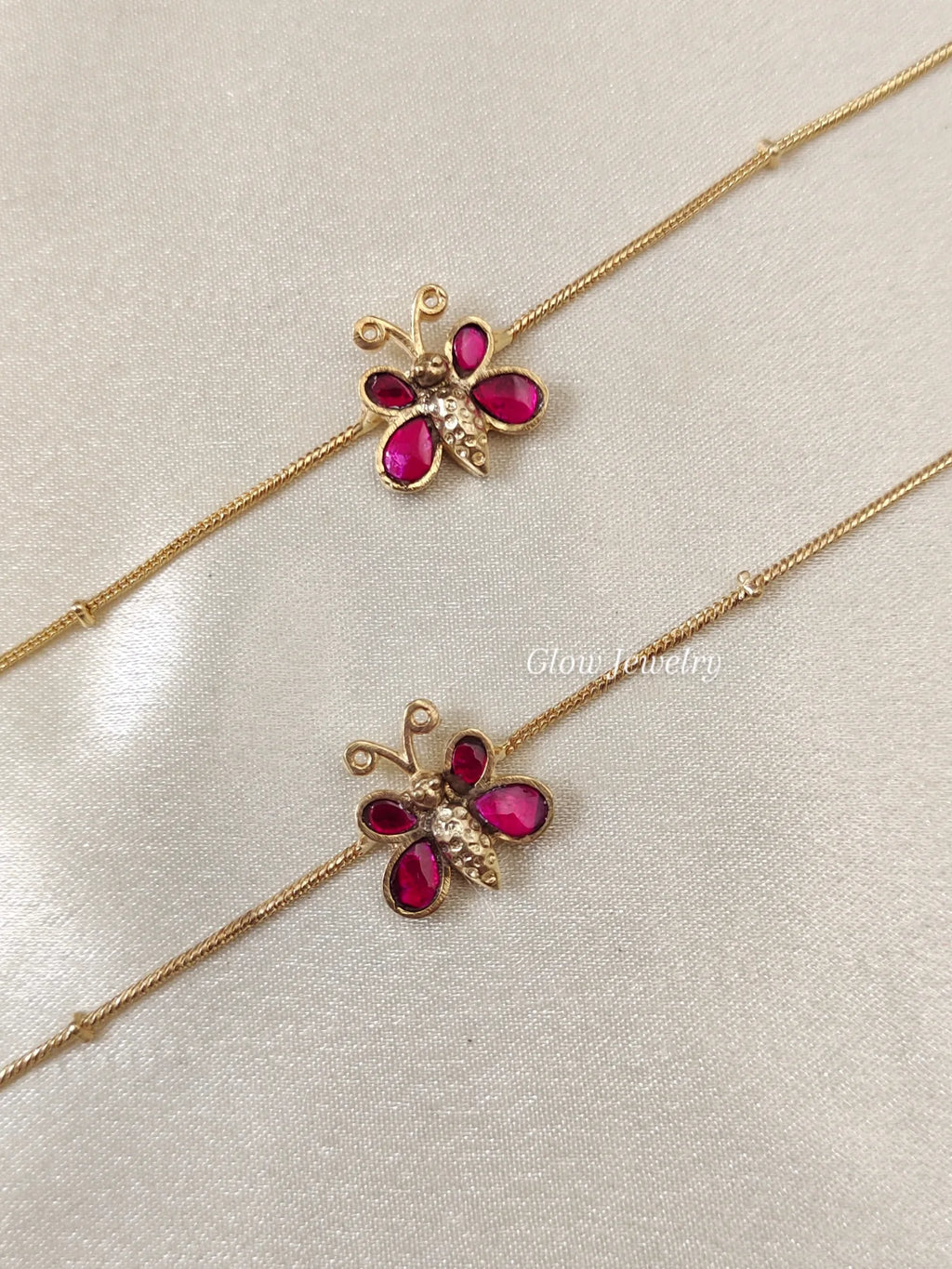 Premium Quality Jadau Kundan Butterfly Anklets
