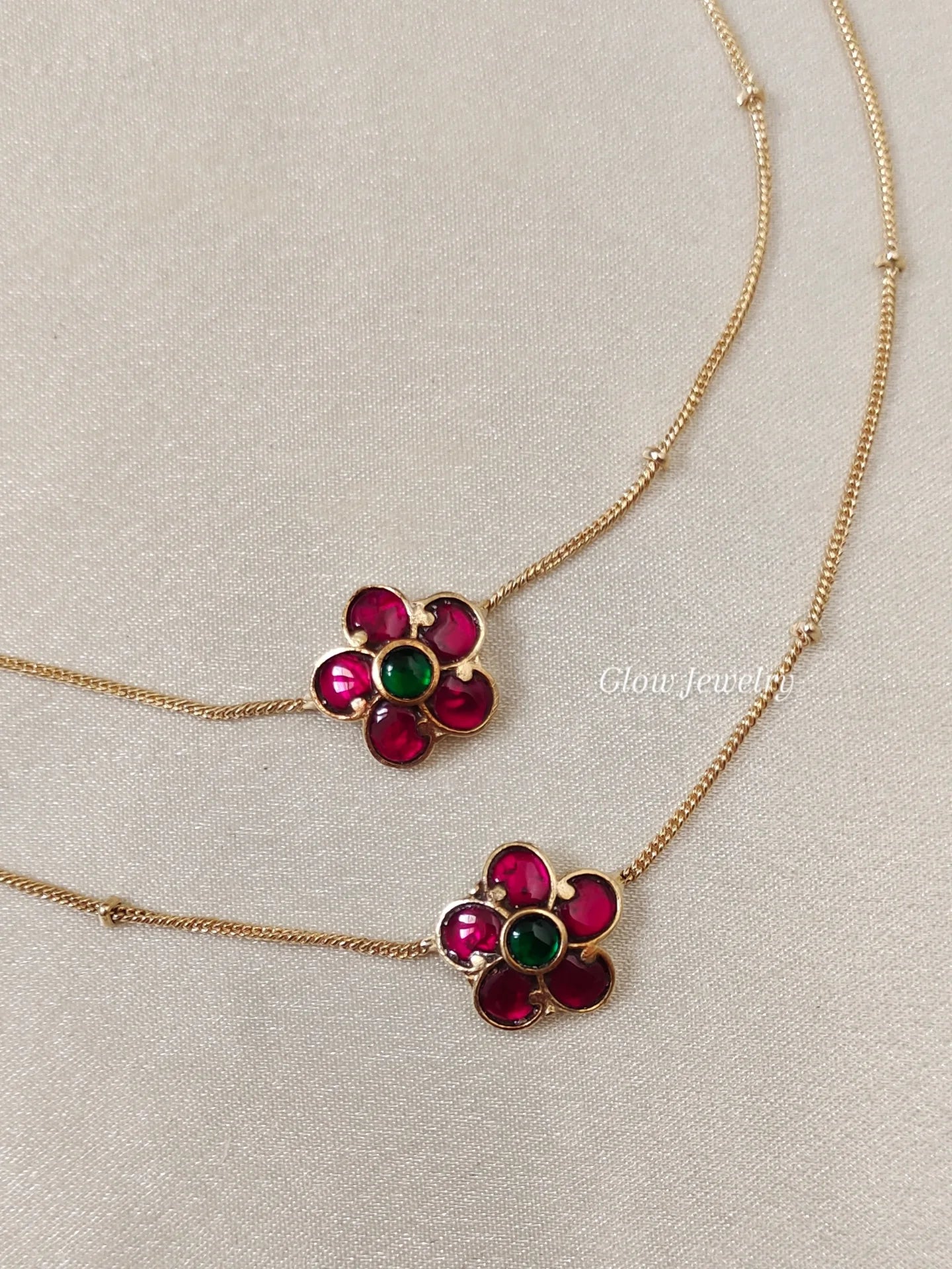 Premium Quality Jadau Kundan Floral Anklets