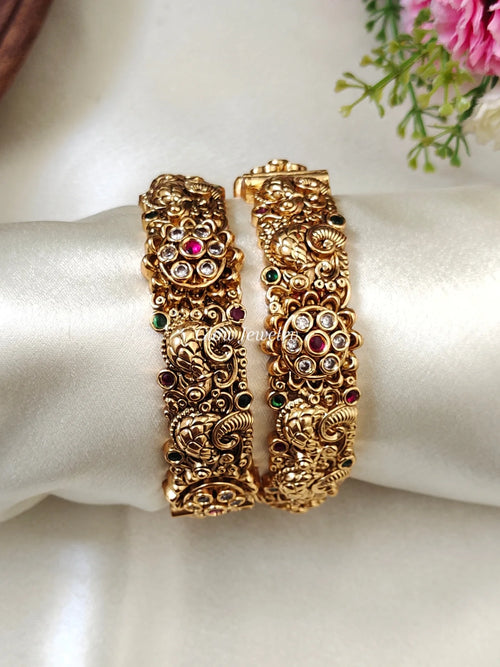 Premium Quality Antique Finish Peacock Open Type Bangles