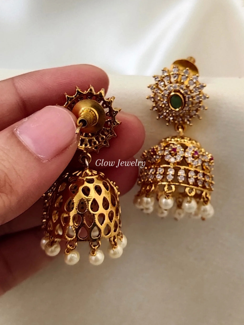 Premium Quality Pearl Hanging Stone Studded Jumka