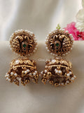 Premium Quality Antique Peacock Pearl Detailed Jumka