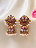 Premium Quality Halfmoon Ruby Pearl Jumka