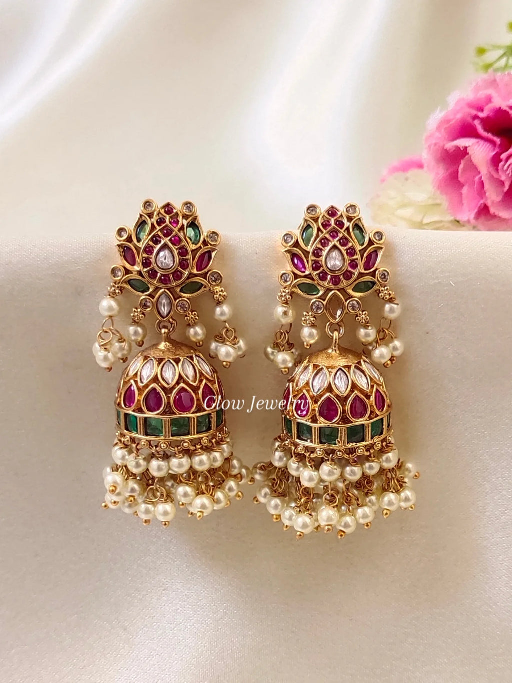 Premium Quality Multicolour Lotus Design Jumka
