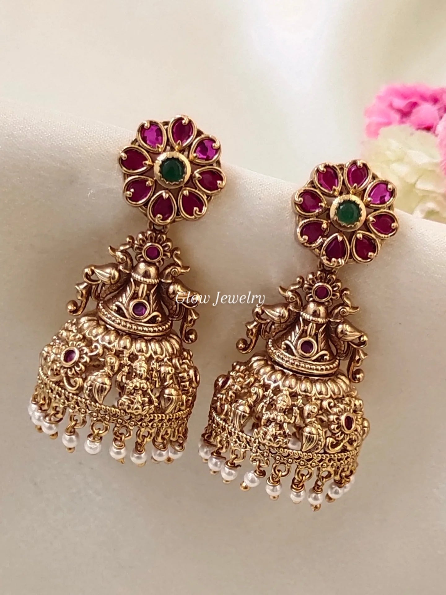 Premium Quality Gold Finish Kemp Stone Jumka