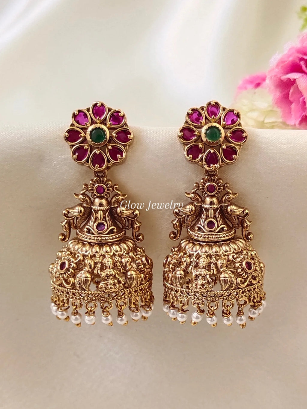 Premium Quality Gold Finish Kemp Stone Jumka