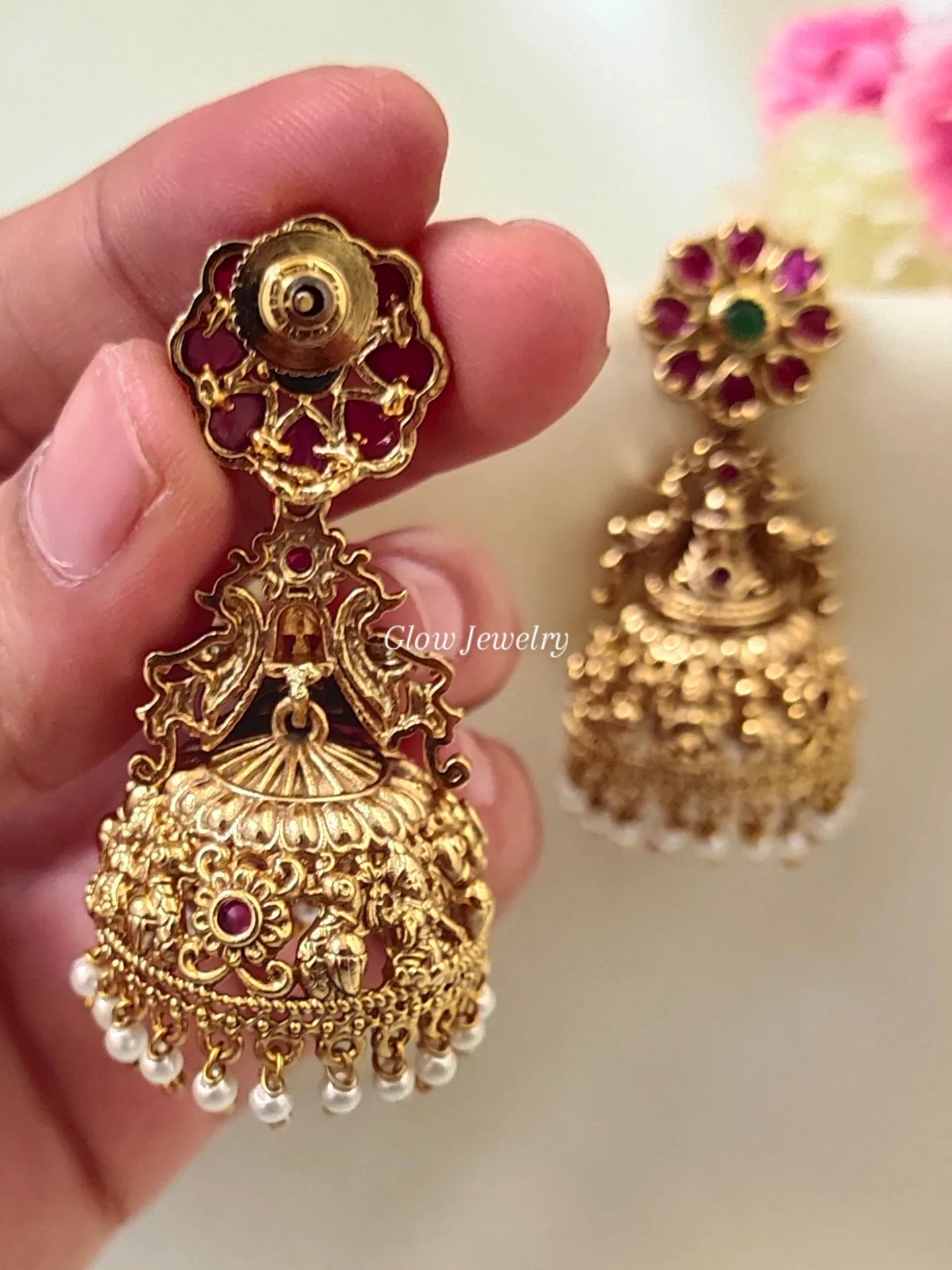 Premium Quality Gold Finish Kemp Stone Jumka