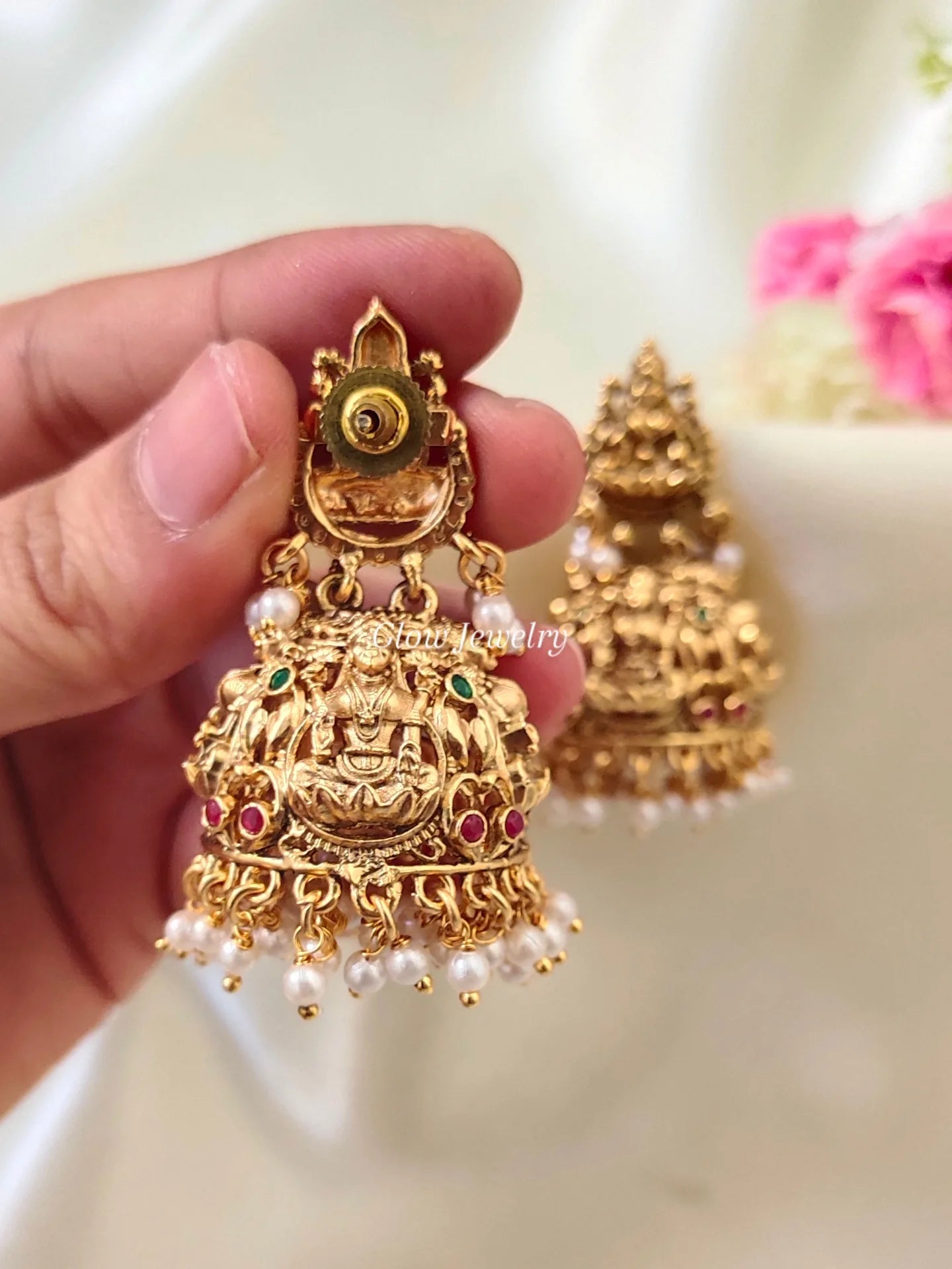 Premium Quality Bridal Lakshmi Pearl Jumka
