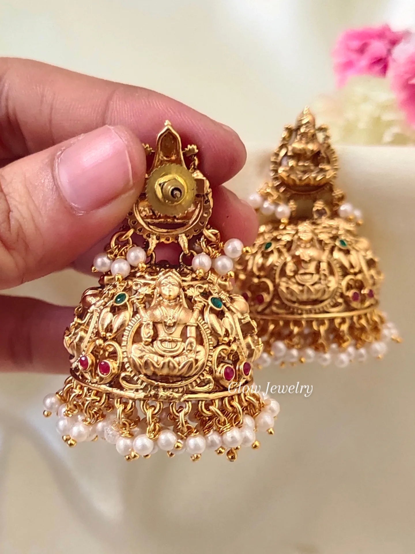 Premium Quality Bridal Lakshmi Pearl Jumka