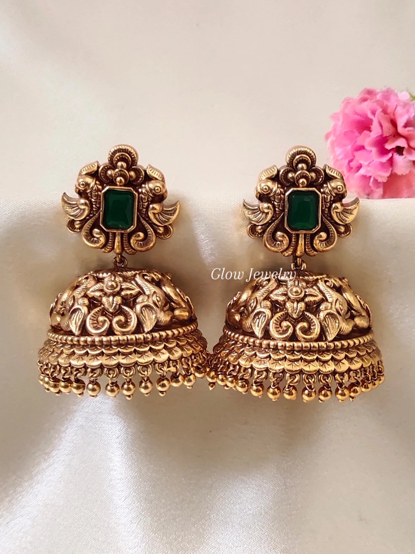 Premium Quality Antique Green Jumbo Size Bridal Jumka