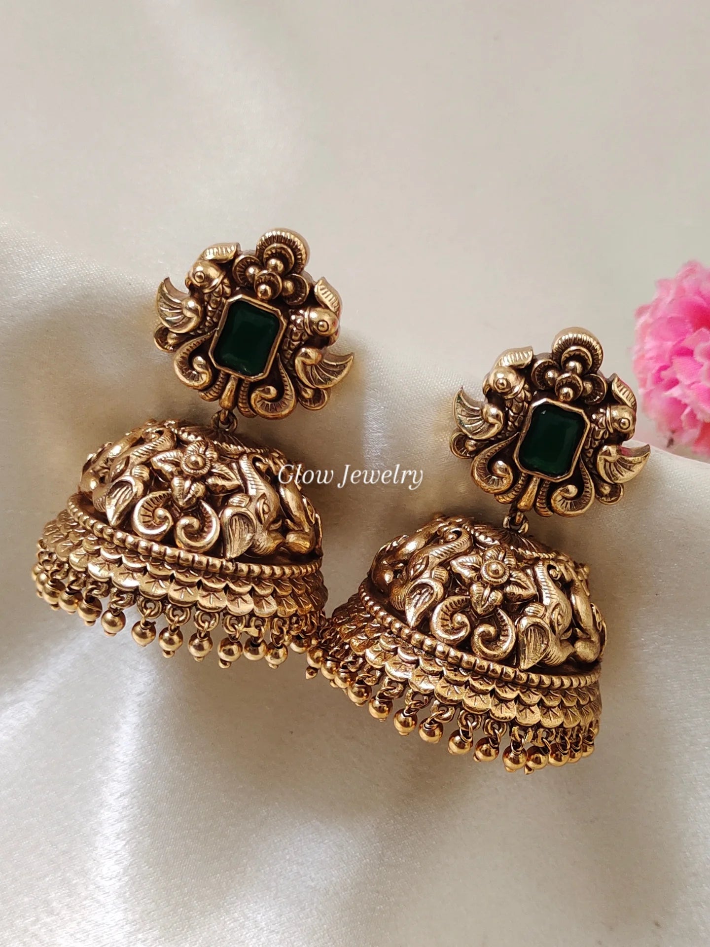 Premium Quality Antique Green Jumbo Size Bridal Jumka