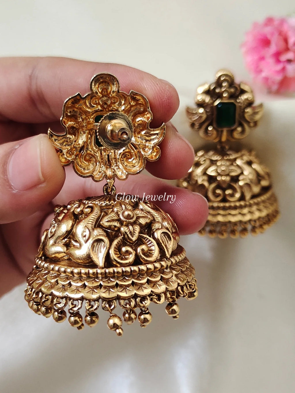 Premium Quality Antique Green Jumbo Size Bridal Jumka
