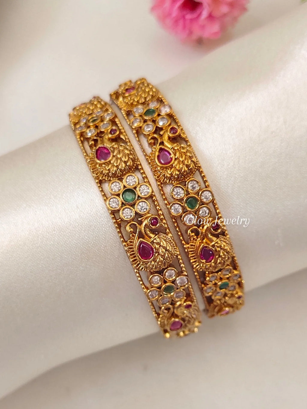 Premium Quality Antique Peacock Bangles
