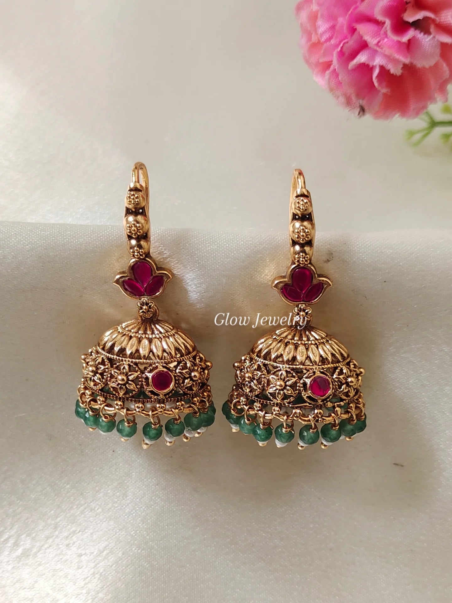 Premium Quality Hanging Antique Jadau Stone Jumka