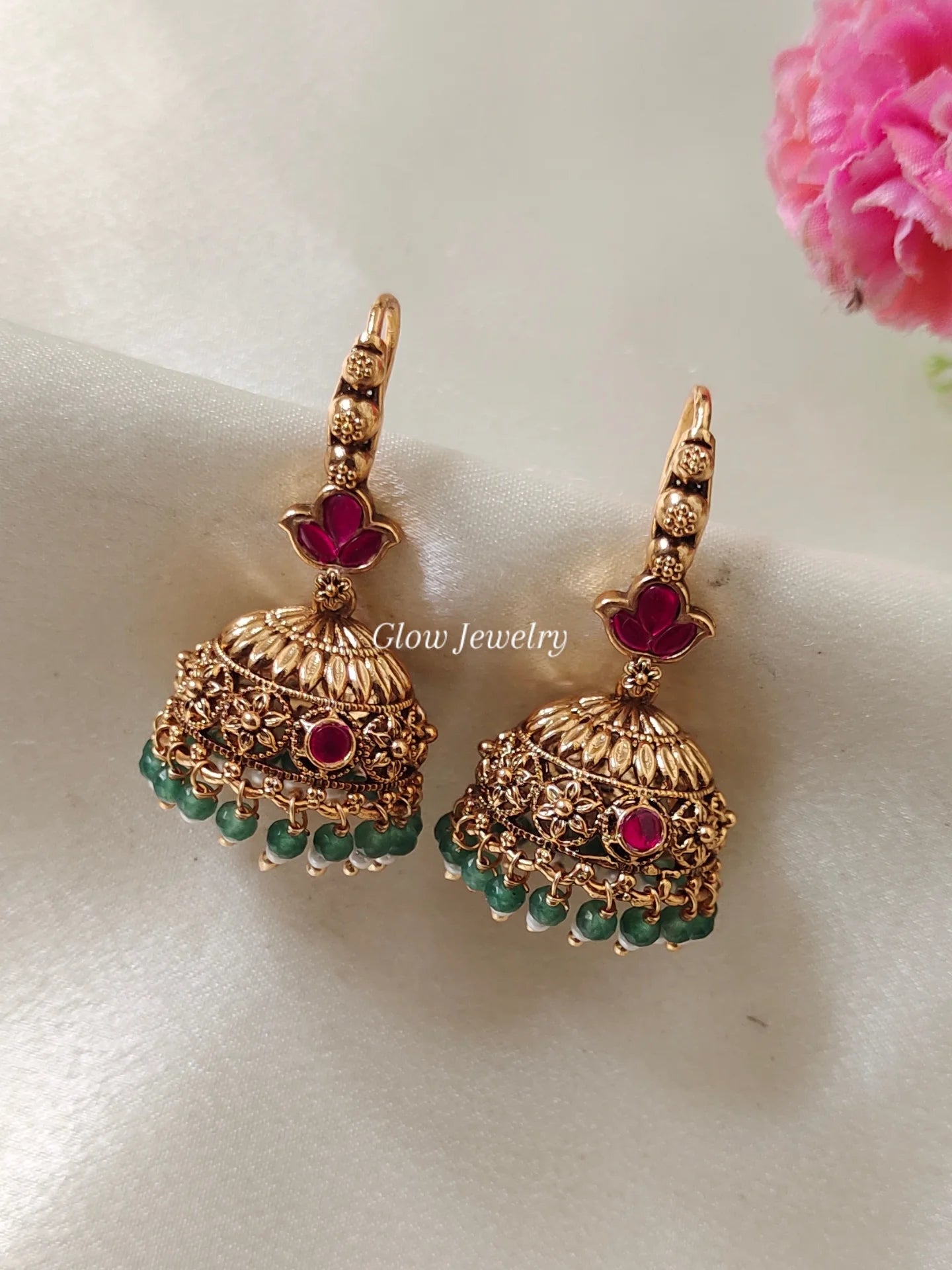 Premium Quality Hanging Antique Jadau Stone Jumka