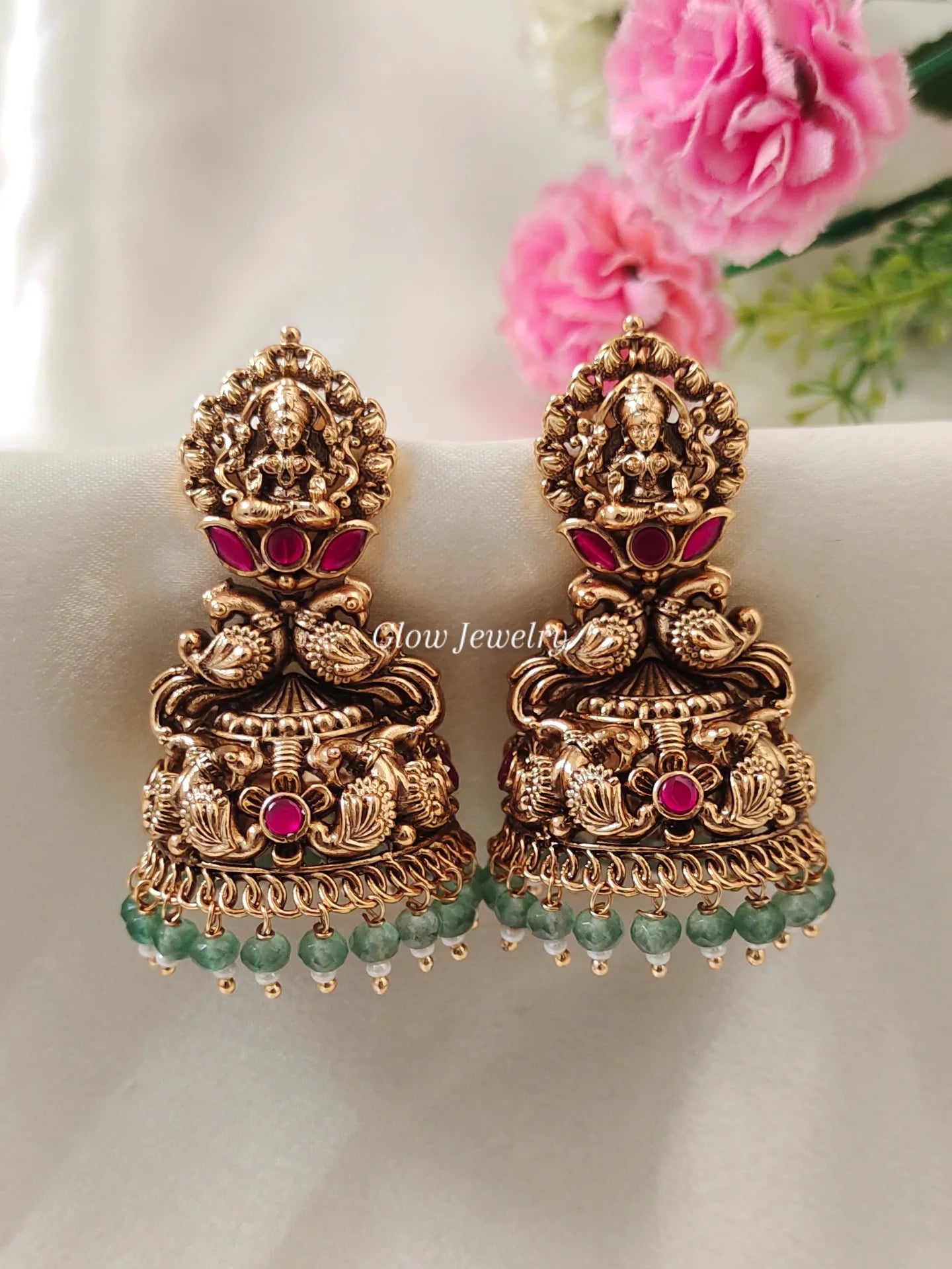 Premium Quality Antique Lakshmi Jadau Jumka