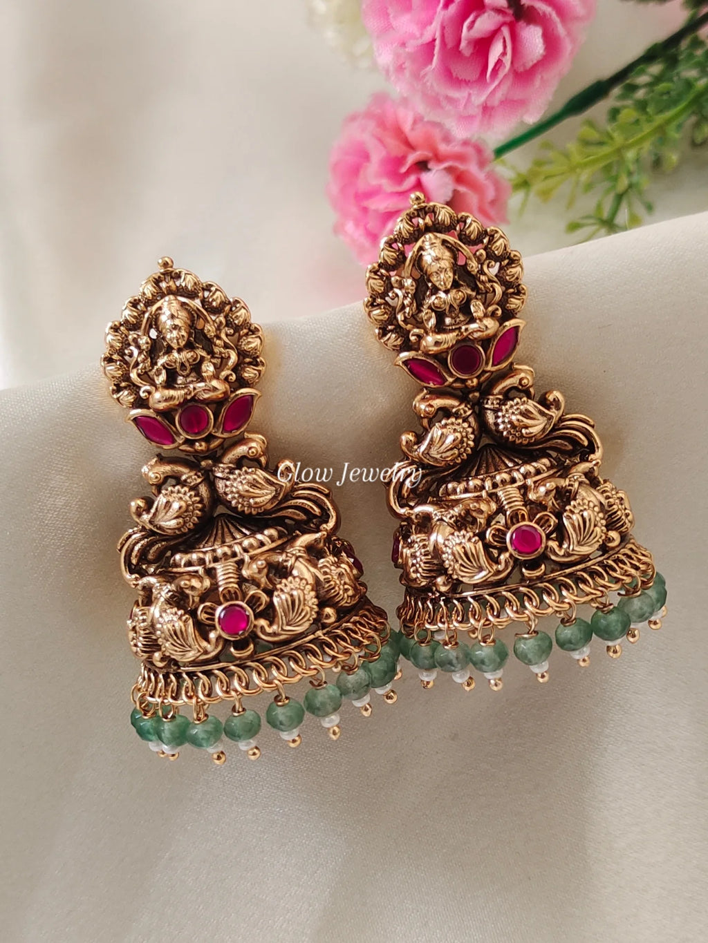 Premium Quality Antique Lakshmi Jadau Jumka