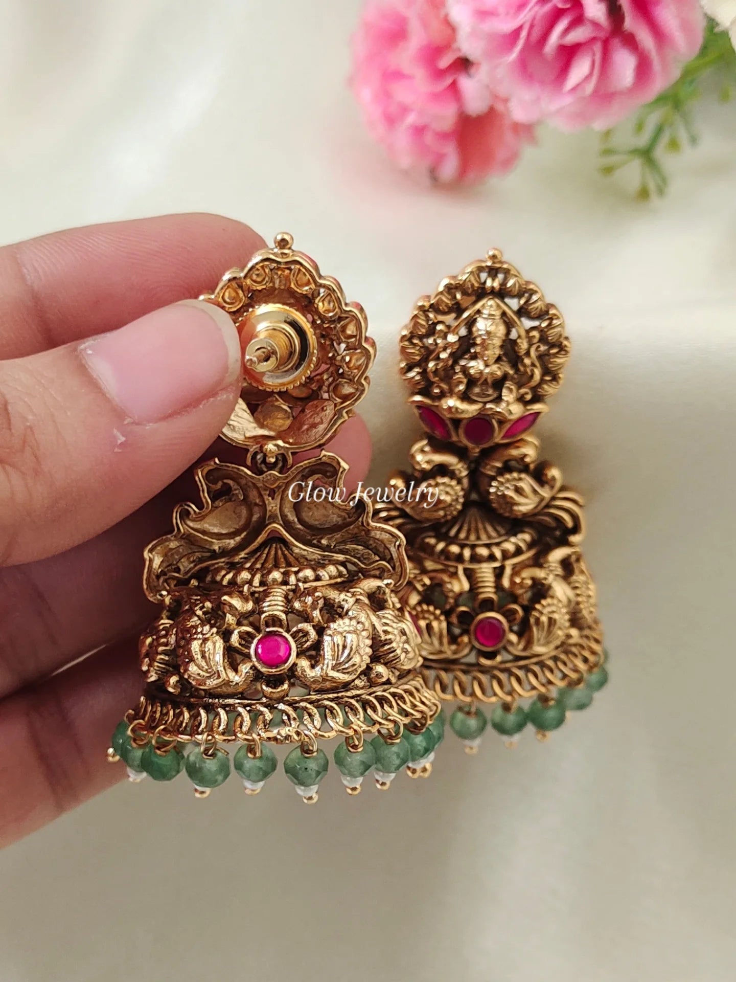 Premium Quality Antique Lakshmi Jadau Jumka