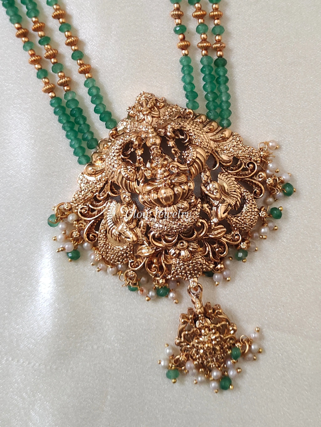 Premium Quality Sea Beads Lakshmi Peacock Haram