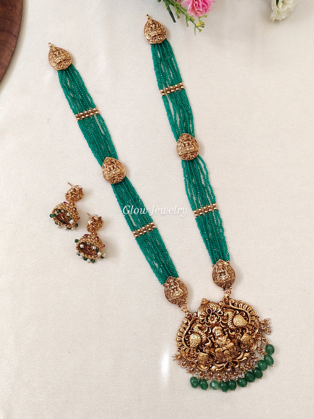 Premium Quality Sugar Sea Beads Lakshmi Peacock Haram