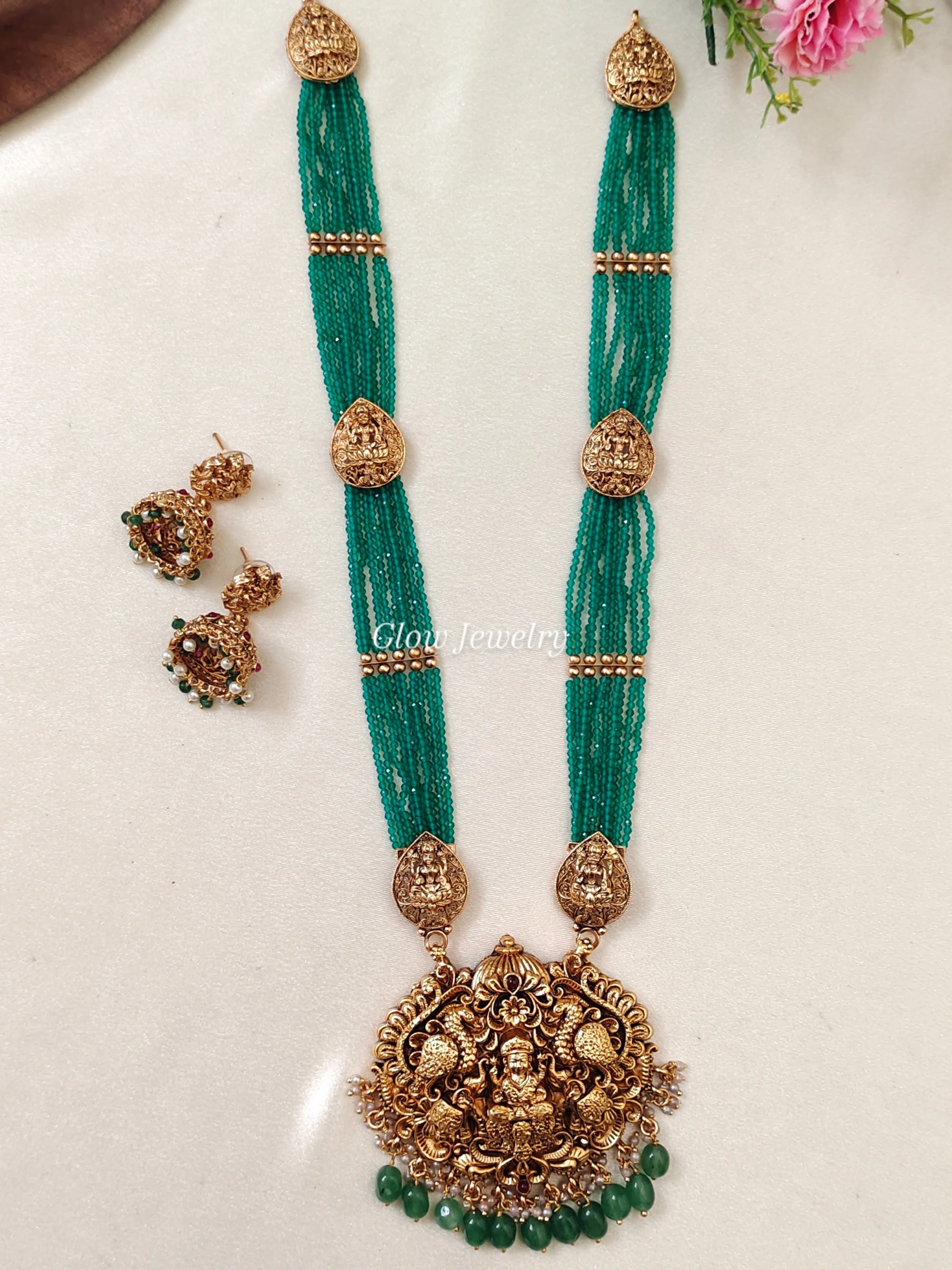 Premium Quality Sugar Sea Beads Lakshmi Peacock Haram