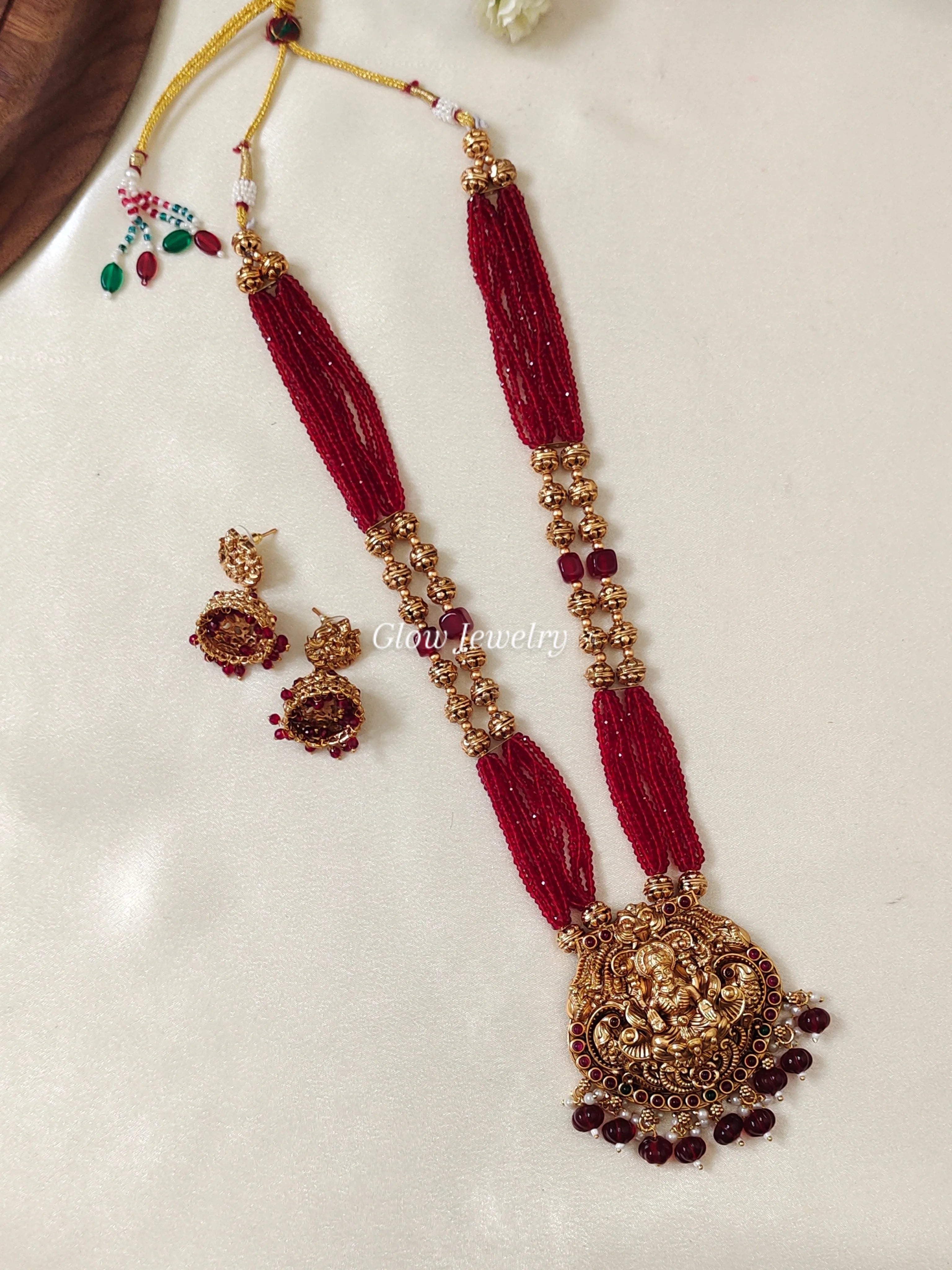 Premium Quality Sugar Beads Lakshmi Peacock Design Haram
