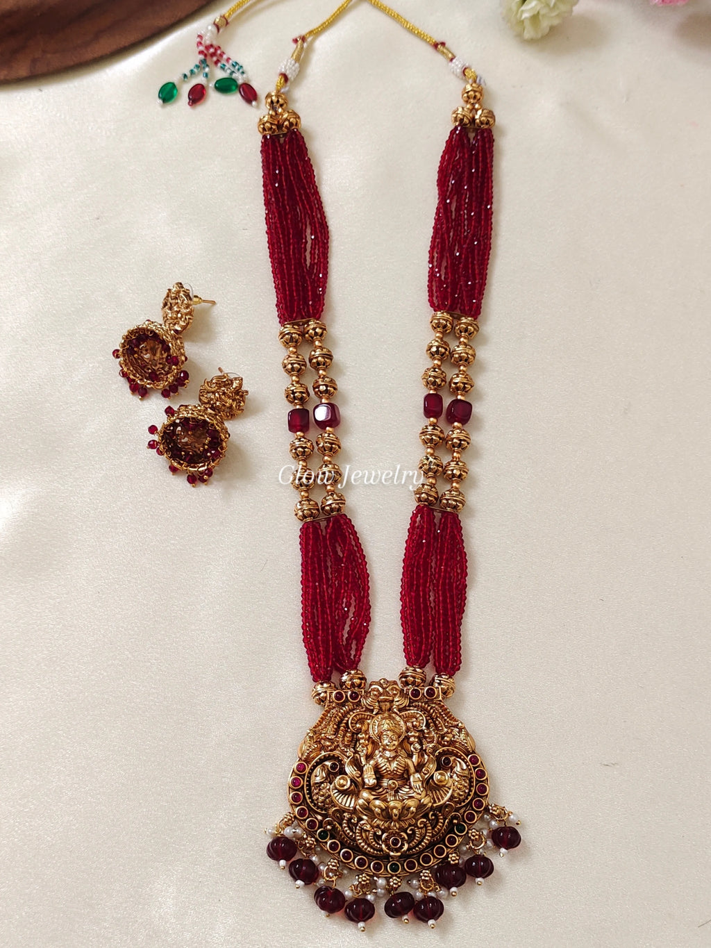 Premium Quality Sugar Beads Lakshmi Peacock Design Haram