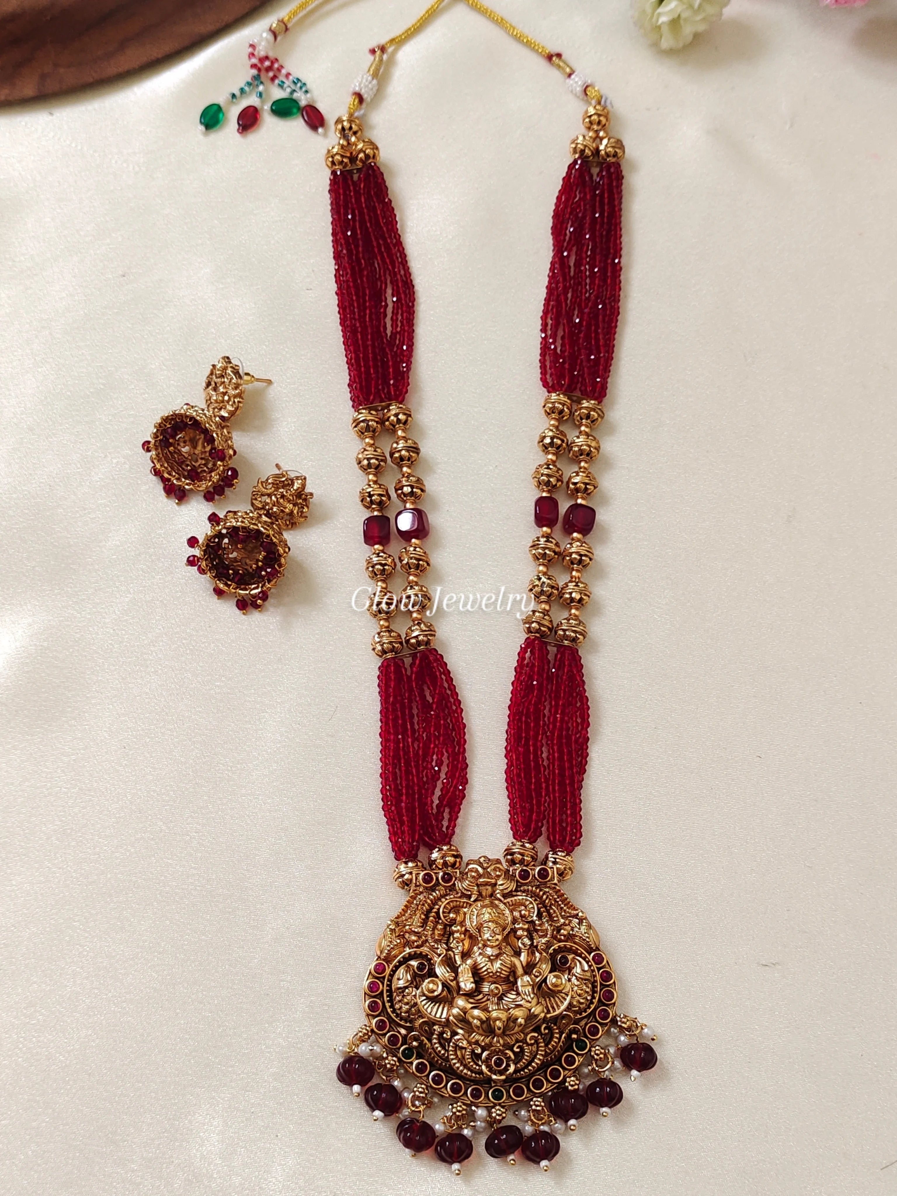 Premium Quality Sugar Beads Lakshmi Peacock Design Haram