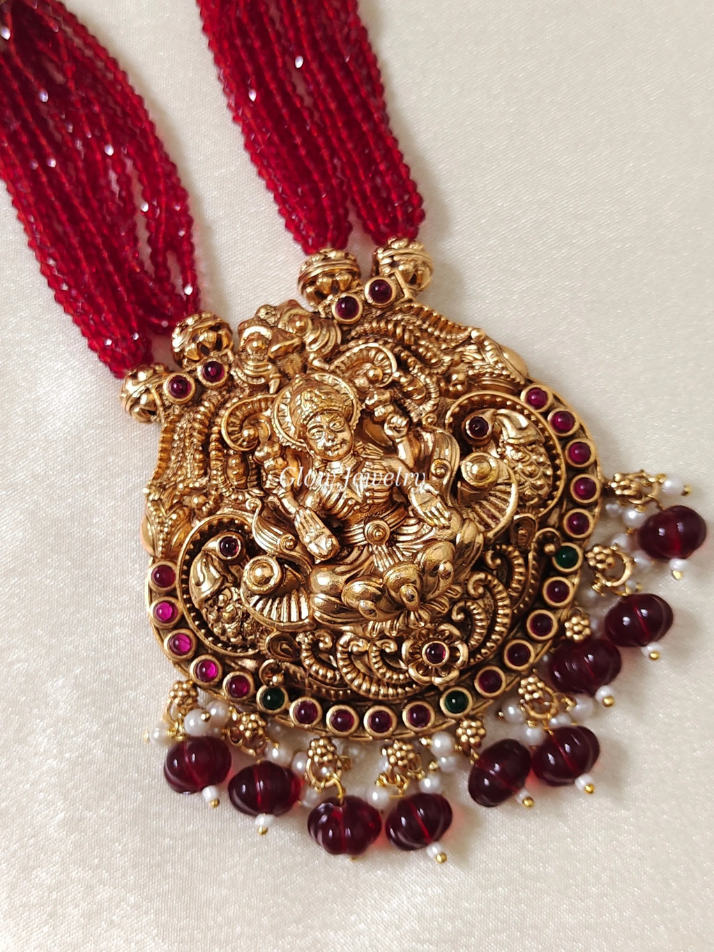 Premium Quality Sugar Beads Lakshmi Peacock Design Haram
