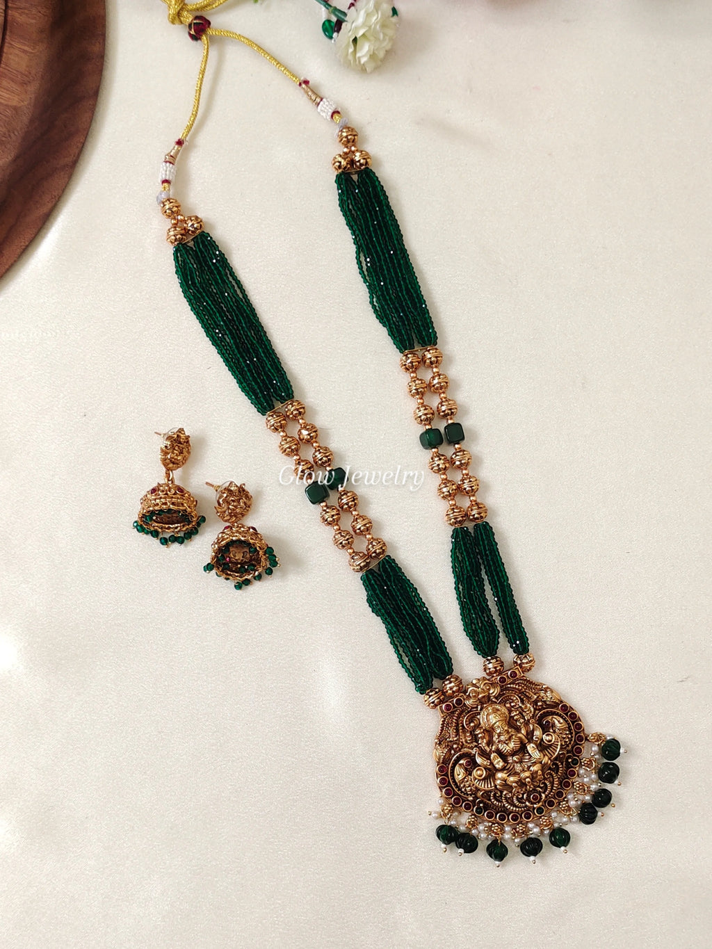 Premium Quality Sugar Beads Lakshmi Peacock Design Haram