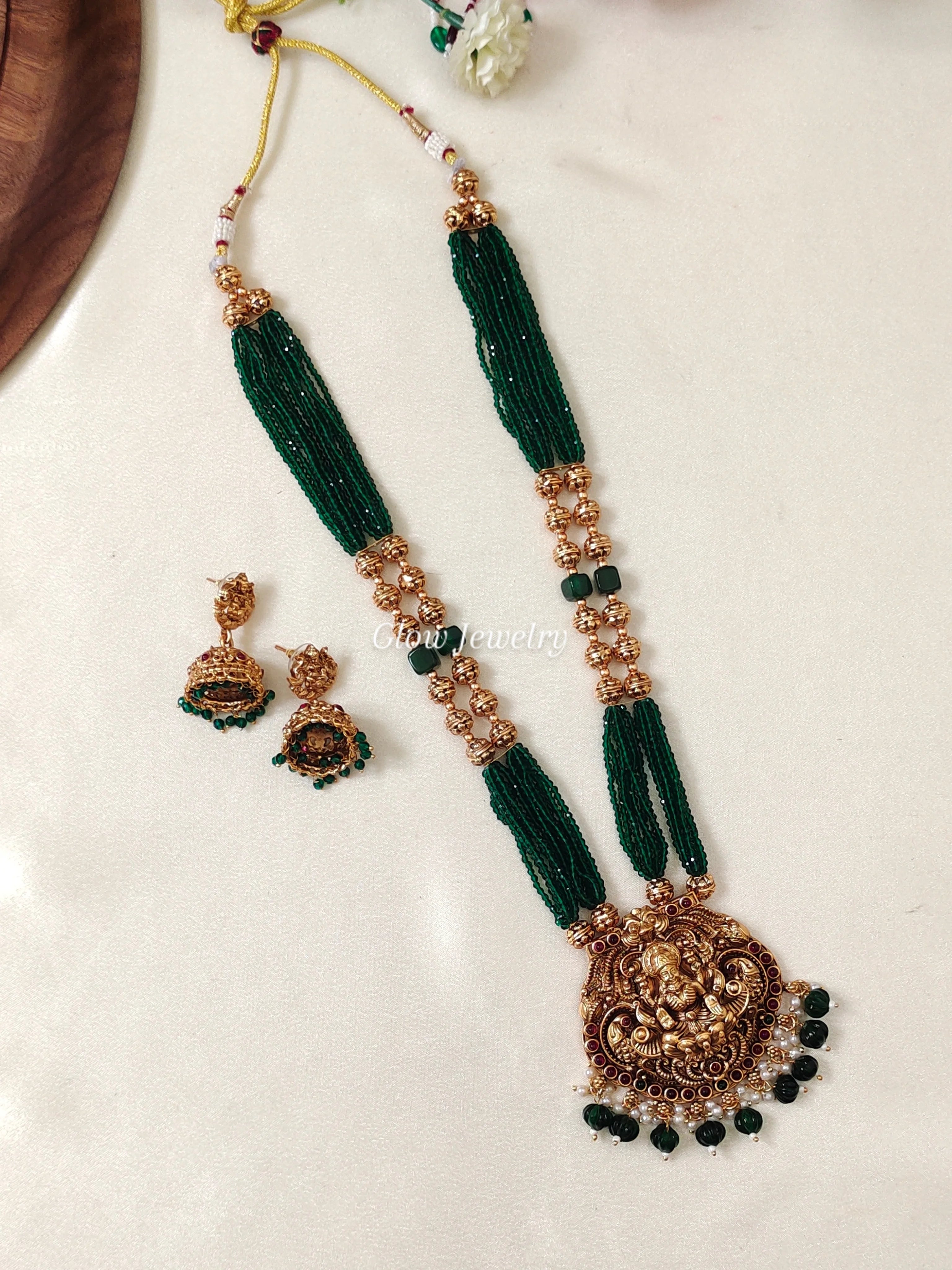 Premium Quality Sugar Beads Lakshmi Peacock Design Haram