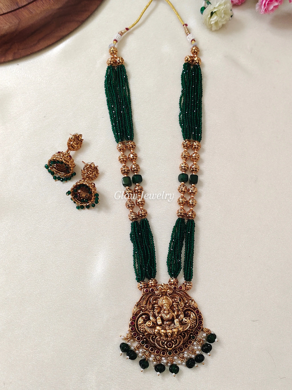 Premium Quality Sugar Beads Lakshmi Peacock Design Haram