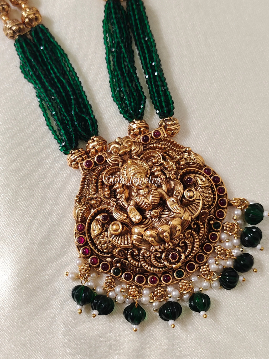 Premium Quality Sugar Beads Lakshmi Peacock Design Haram