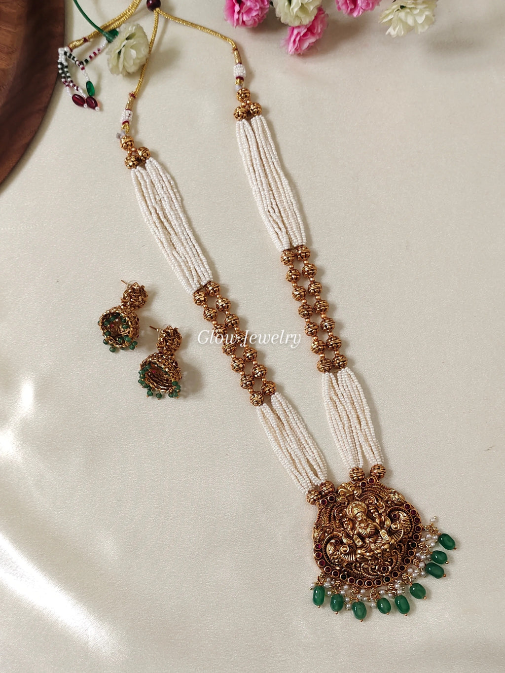 Premium Quality Sugar Beads Lakshmi Peacock Design Haram