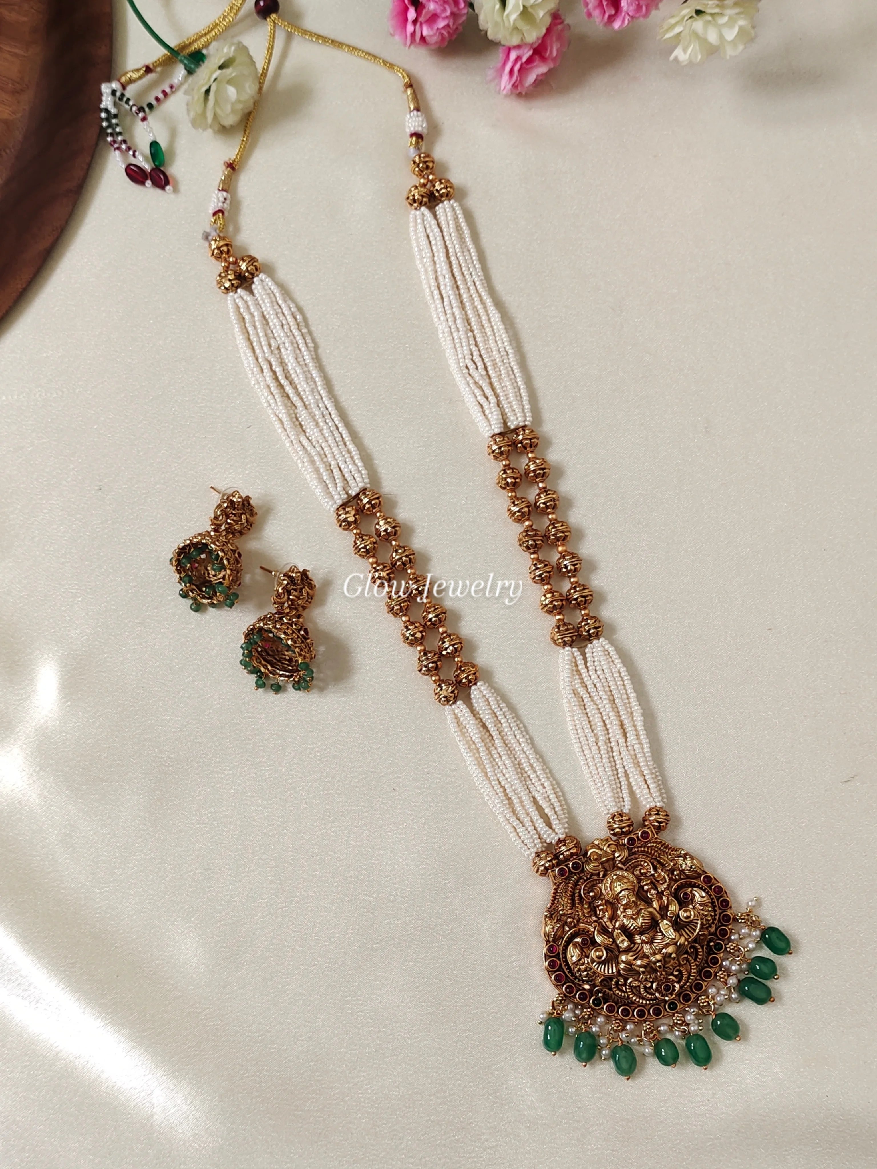 Premium Quality Sugar Beads Lakshmi Peacock Design Haram