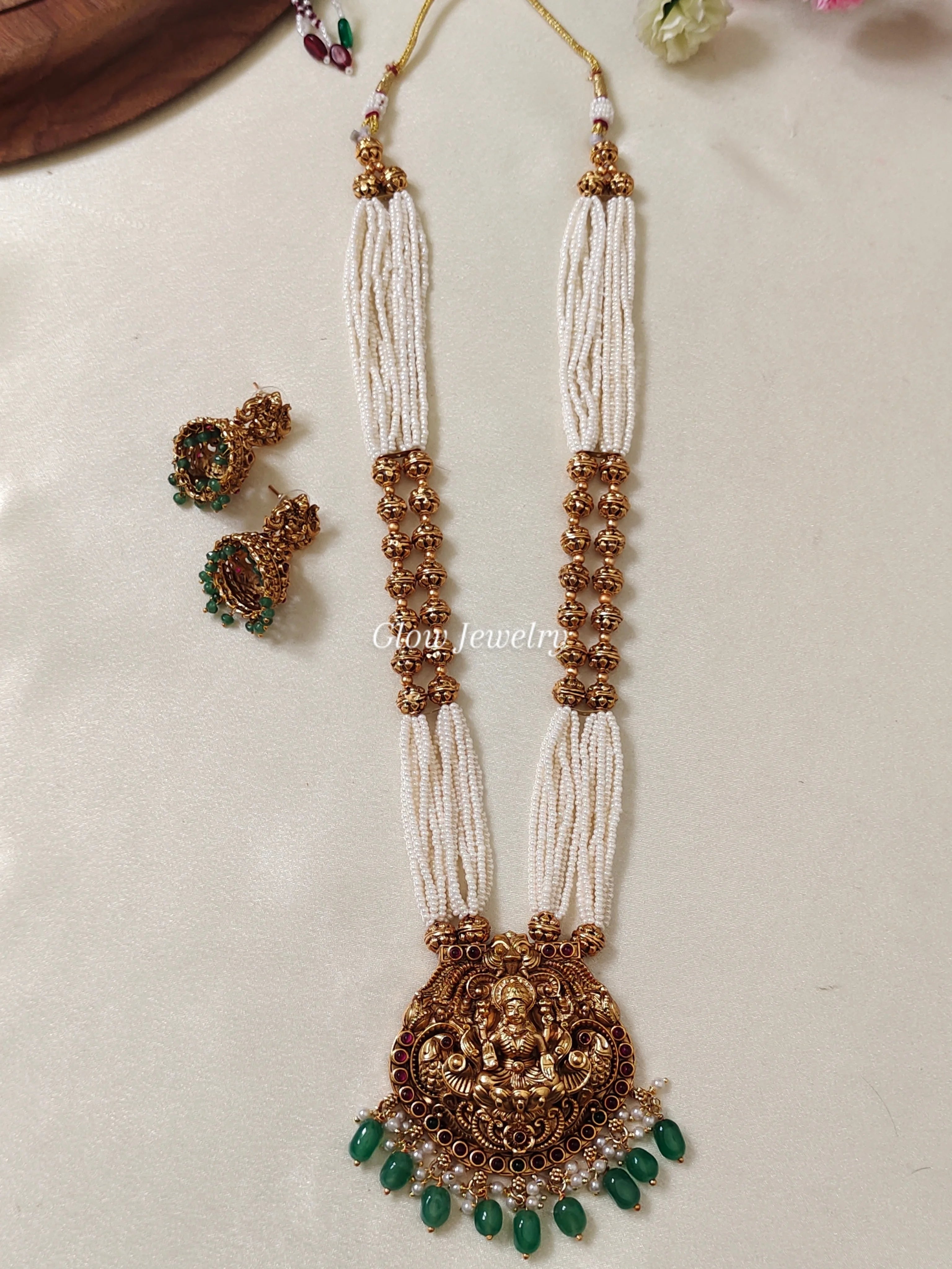 Premium Quality Sugar Beads Lakshmi Peacock Design Haram