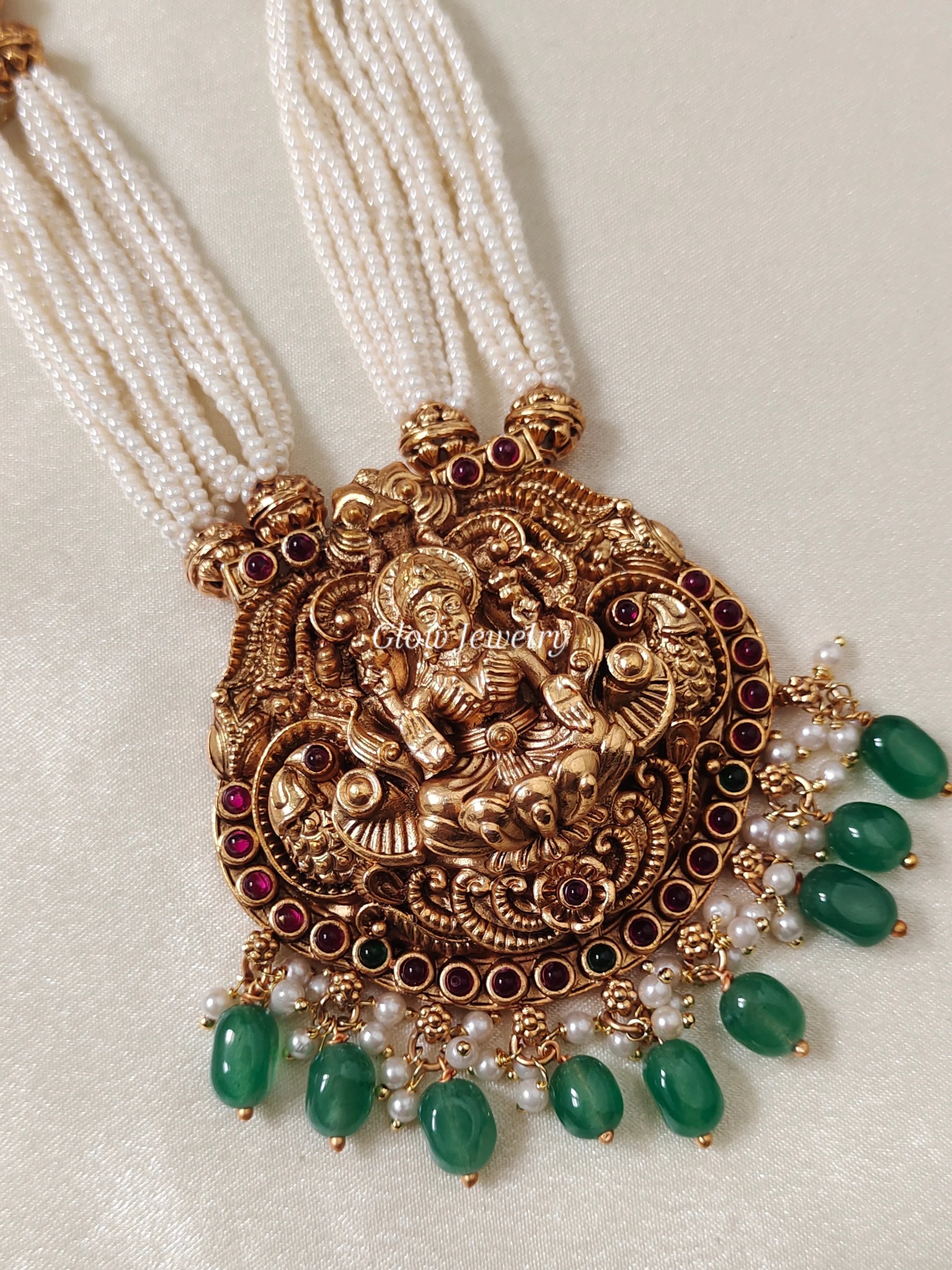 Premium Quality Sugar Beads Lakshmi Peacock Design Haram