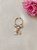 Premium Quality Gold Finish Jadau Septum Nose Pin